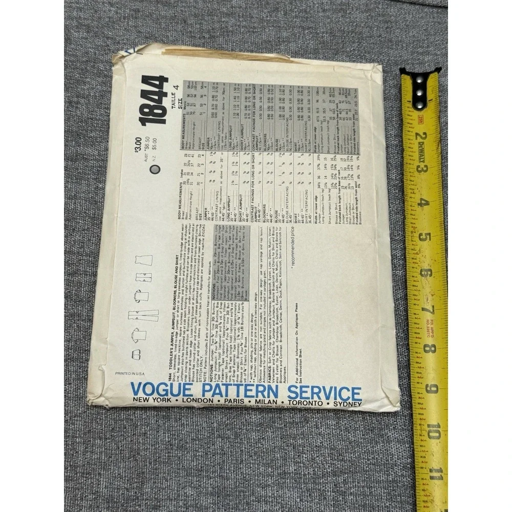 Vintage Toddler Size 4 Sewing Patterns Transfer Togs 1844 Little Vogue Clothing